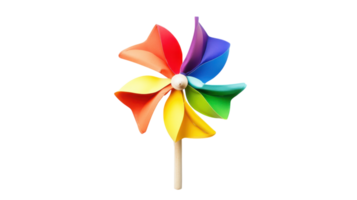 A Vibrant Rainbow Colored Pinwheel Toy Perfect for Outdoor Activities and Children's Playtime, Adding a Splash of Color to Any Setting. png