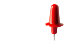 Detailed Image of a Red Pushpin with a Sharp Point Suitable for Office or Craft Use, Ideal for Pinning Notes on a White Background. png
