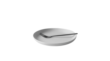 A Minimalist White Porcelain Plate with a Fork Ideal for Elegant Dining Settings and Food Presentation in Culinary Contexts. png