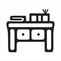 Clean and Simple Desk Icons in Line and Flat vector