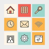 Clean Line and Flat Web Icons vector