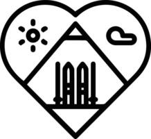 A heart shaped icon with a pyramid and sun vector