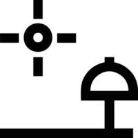 A black and white icon of a light and a lamp vector