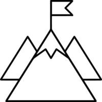 A mountain with a flag on top and a flagpole vector
