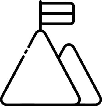 A mountain with a flag on top of it vector