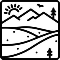 A black and white image of a mountain landscape vector