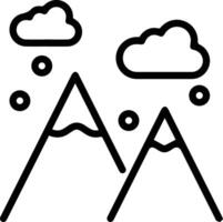 A black and white illustration of mountains and clouds vector
