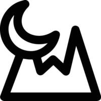 A black and white image of a mountain with a moon vector