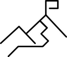 A line drawing of a mountain with a flag vector