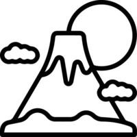 A mountain with clouds and a sun in the sky vector