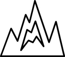 A mountain icon with a line drawing of a mountain vector