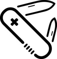 A black and white image of a knife with a cross vector