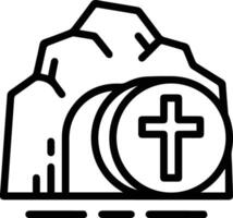 A black and white image of a cross and a tombstone vector