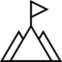 A black and white mountain with a flag on top vector