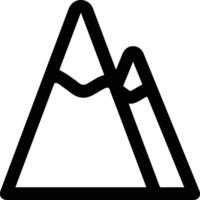 A mountain icon with a black outline vector