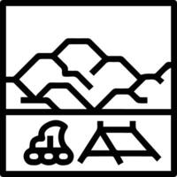 A black and white image of a mountain camp site vector