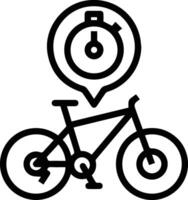 A black and white illustration of a bicycle with a clock on it vector