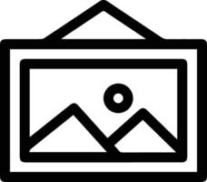 A black and white image of a picture frame with mountains vector