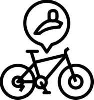 A black and white icon of a bicycle with a map vector