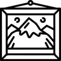 A black and white drawing of a mountain with a frame vector