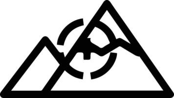 A black and white mountain symbol with a triangle vector