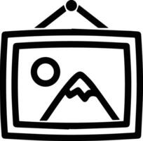 A black and white image of a mountain and a sun vector