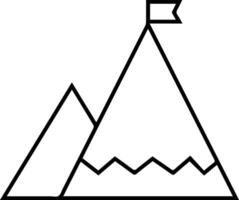 A mountain with a flag on top of it vector