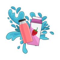 strawberry milk with Abstract Liquid Splash Design vector