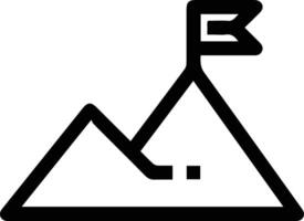 A black and white mountain with a flag on top vector
