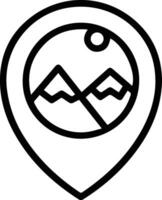 A map pin with mountains and a sun vector