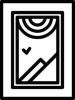 A black and white image of a window with a heart vector
