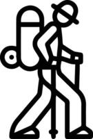 A black and white illustration of a man with a backpack vector