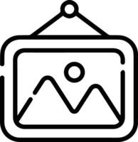 A black and white image of a picture frame with a mountain in the background vector