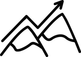 A black and white illustration of a mountain with an arrow pointing up vector
