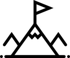 A black and white logo with a mountain and flag vector