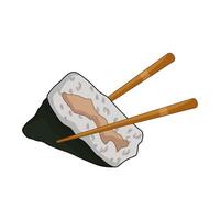 Cute Onigiri with chopsticks vector