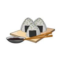 Onigiri Wrapped with soy sauce vector
