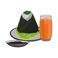 Onigiri with smoothie juice vector