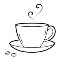 Cup of hot coffee. Simple outline illustration, isolated on white background vector
