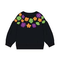 A black sweatshirt with colorful flowers on it vector