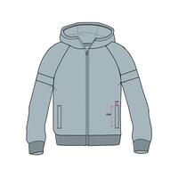The hoodie is shown in a diagram with measurements vector