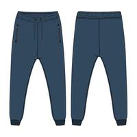 The blue sweat pants are shown in front of a white background vector