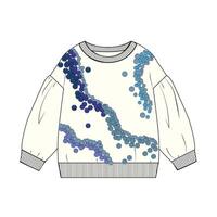 A sweater with blue and purple sequins on it vector