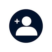 add new user account or add new friend button. chat, invite someone to a social media app icon. flat illustration of a person profile avatar with a plus vector
