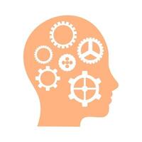 human head with cogs and gears vector
