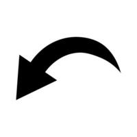 black curved arrow pointer icon or symbol in flat style, isolated on a white background vector