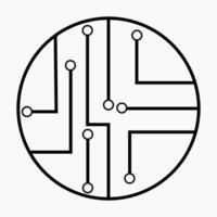 Circuit board icon, technology, processor line. isolated on white vector