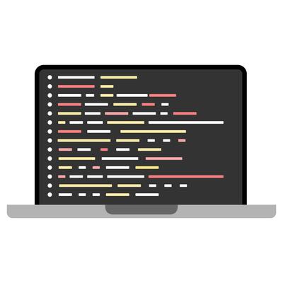 laptop and program code development. Web coding concept. Coding screen
