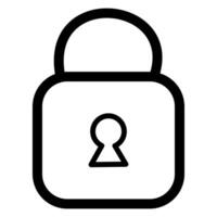 Lock or closed padlock icon. outline, line and stroke vector