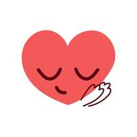 Sleeping icon of red happy heart character different emoji on white background. Romantic flat style Valentine's Day illustrations to express feelings of love . vector